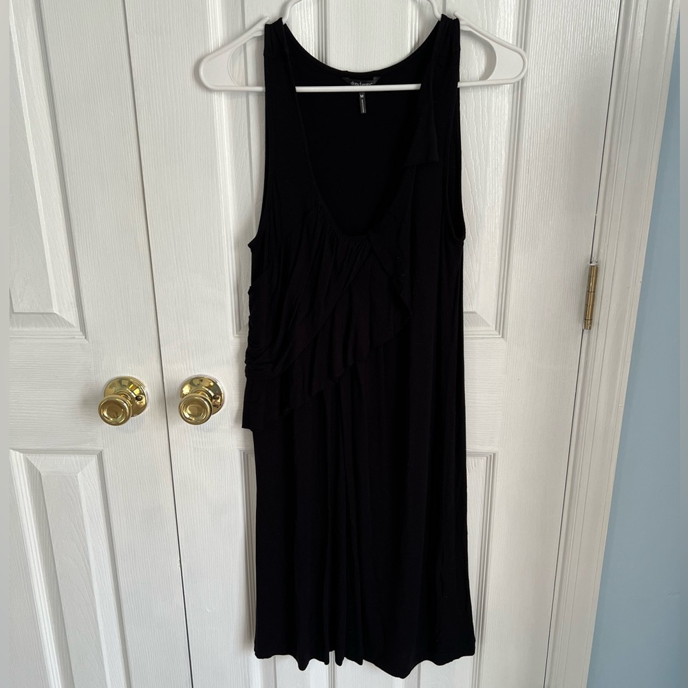 Daisy Fuentes Womens Medium Sleeveless Rayon Black Ruffled Mini Dress‎